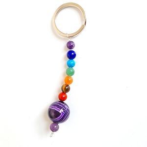 Purple Agate Dangle Key Ring Purse Charm NWT